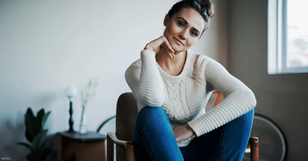 Woman in Atlanta, GA preparing for a CoolSculpting appointment