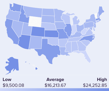 Image of a U.S. map with Mommy Makeover Costs in the U.S. via RealSelf