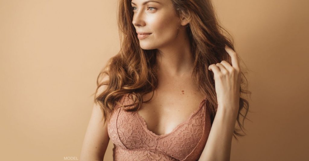 Woman wearing a bralette (model)